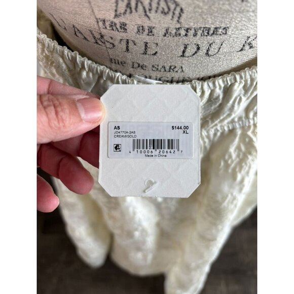 Altar’d State Womens Athena Shimmer Maxi Dress Cream Gold Metallic V-Neck Sze XL - Picture 9 of 13